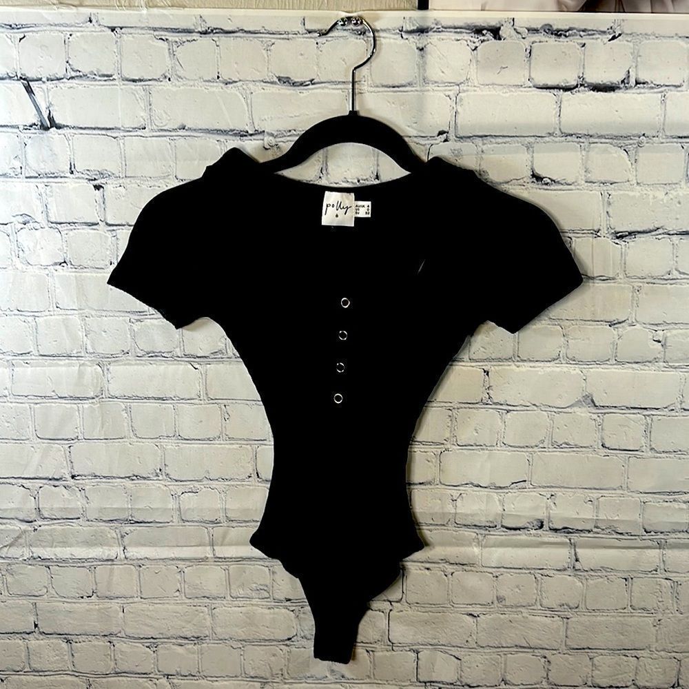 👗 Princess Polly Ribbed Black Bodysuit - Thong - Size 0